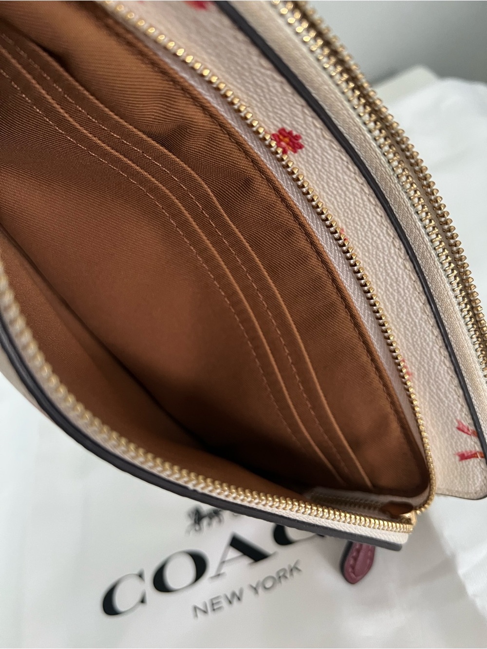 Coach Cream Wristlet with Pink & Red Floral Bows - Picture 6 of 6